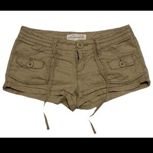 Aeropostale Y2K 2008 Coquette Girl Micro Mini Booty Shorts Linen Blend SZ.1-2